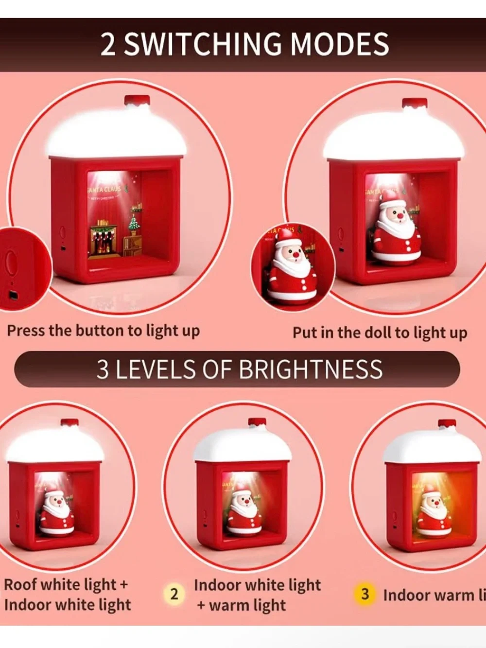 Snow House LED Lamp - 3D Santa Holiday Night Light